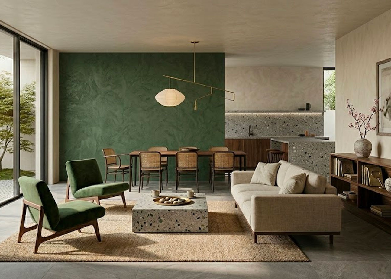 Moodboard e campioni materiali per progetto interior design