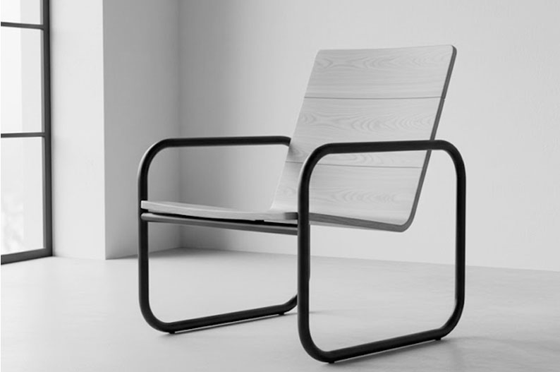 Render 3D di sedia di design durante la fase di progettazione