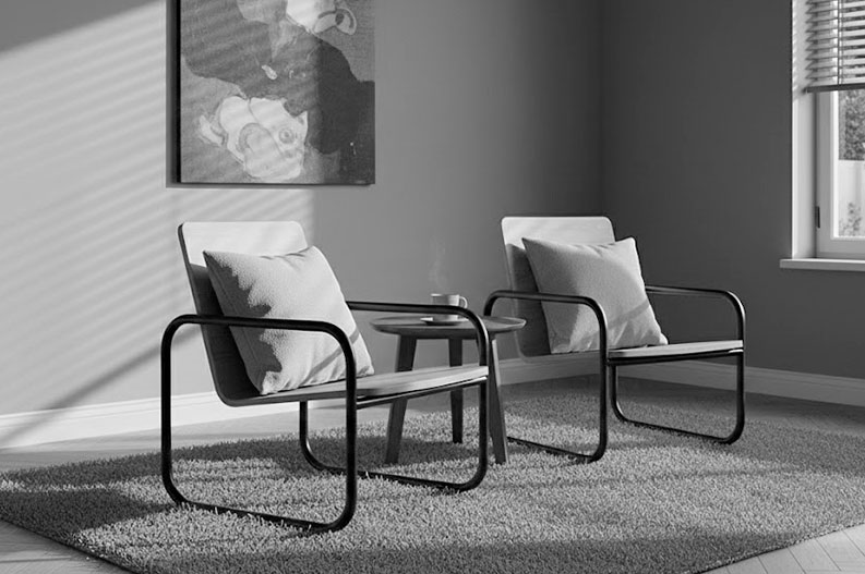 Coppia di sedie di design su misura in ambiente domestico